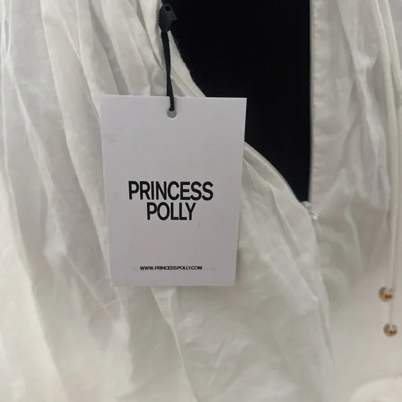 Princess Polly Krysten White Lace-Trim Puff Sleeve Mini Dress - Picture 8 of 8